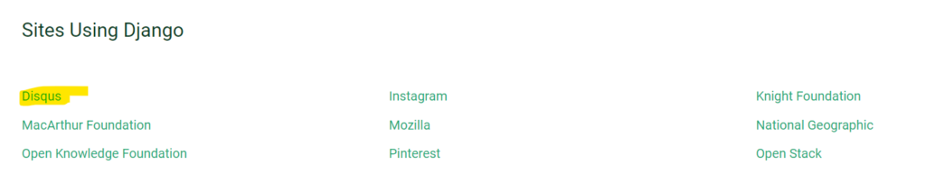 Discus using Django in Tech Stack