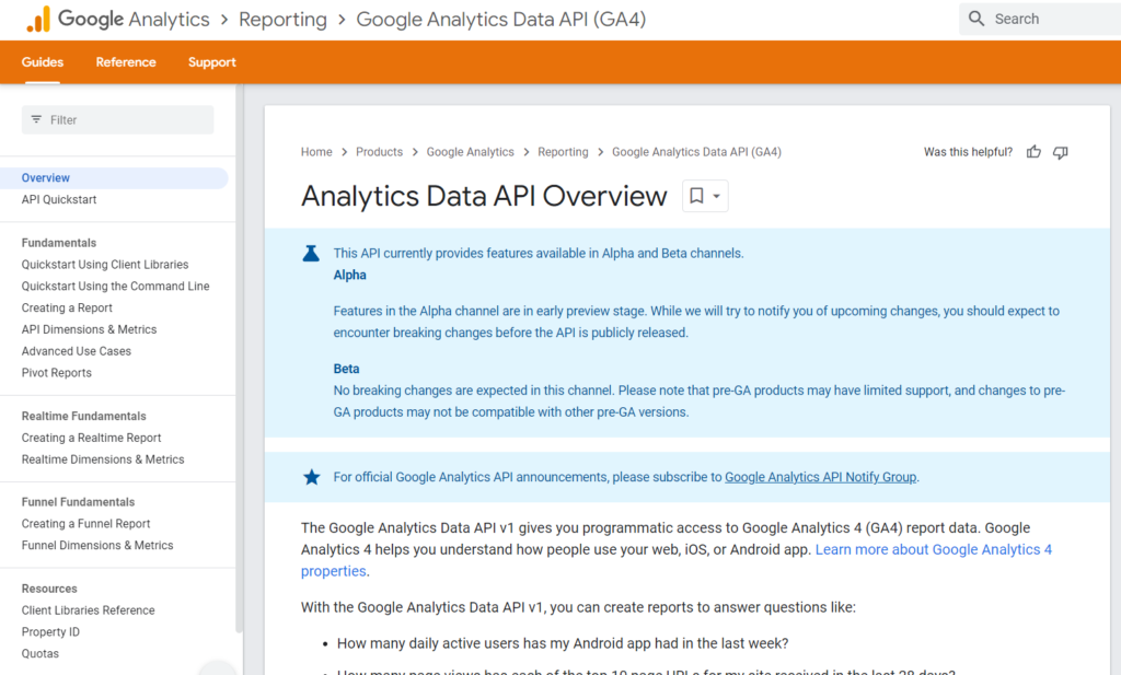 google analytics 4 api limits