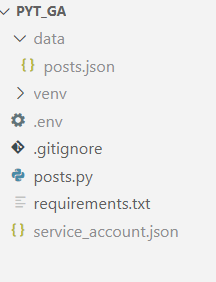 Folder Structure for automating google analytics using Python with .gitignore